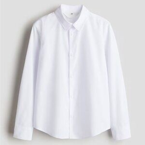 H&M Boys White Easy-Iron Long Sleeve Button Down Shirt Size CA 11-12A / US 14